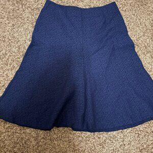 Cabi A Line Skirt 8 Royal Blue Textured Flare Professional Midi Rayon Nylon Work